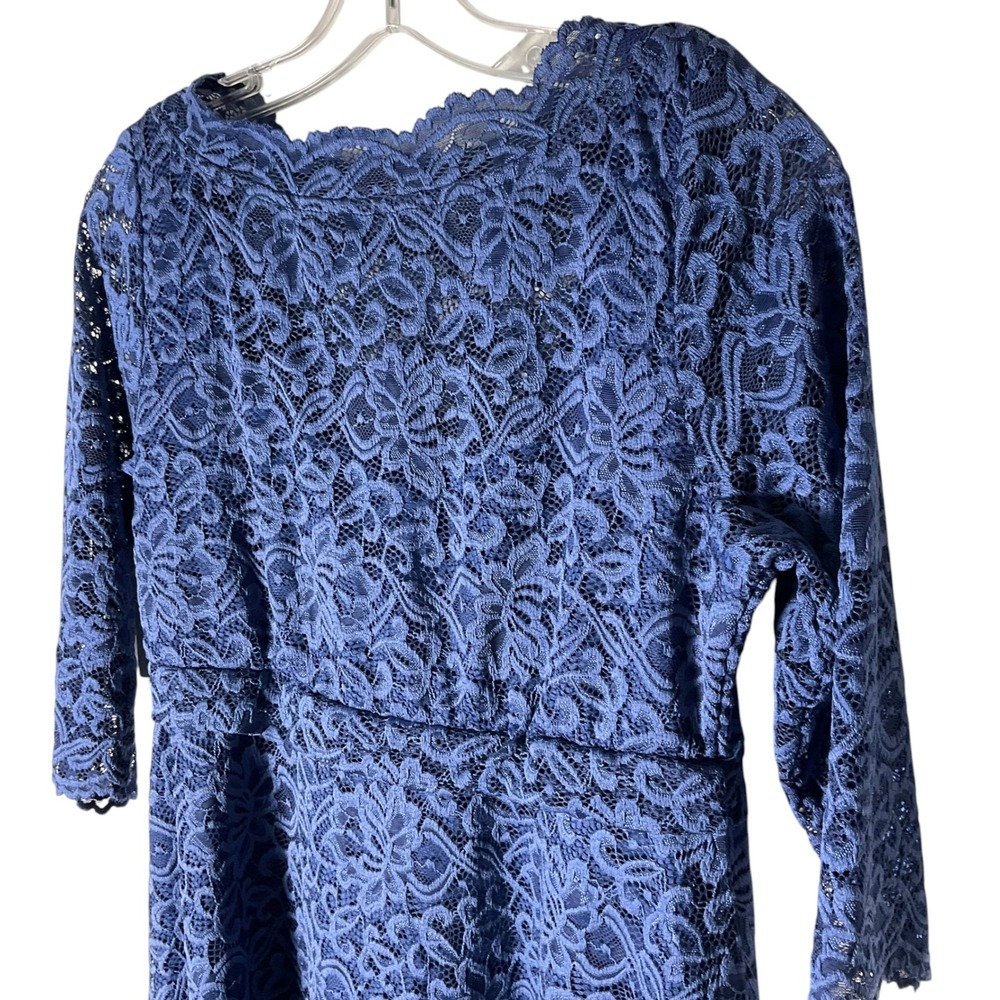 Kiyonna Luna Lace Dress Knee-Length 3/4-Sleeve Cocktail Navy Blue Size 10 12 - Picture 6 of 8